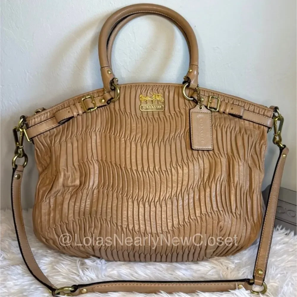 COACH Madison Gather Leather Satchel Shoulder Bag 18643